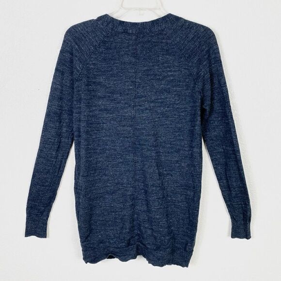 Margaret O’Leary Dark Navy Grey Button Cardigan Sweater - Picture 2 of 4